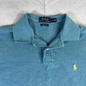 Polo Ralph Lauren Polo Shirt Mens Large Blue Custom Fit Pony Short Sleeve